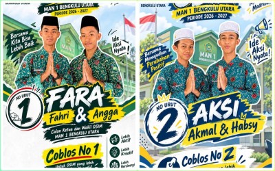 Dua Pasangan Calon Siap  Bertarung di Pemilihan OSIM MAN   1 Bengkulu Utara Periode 2026/2027