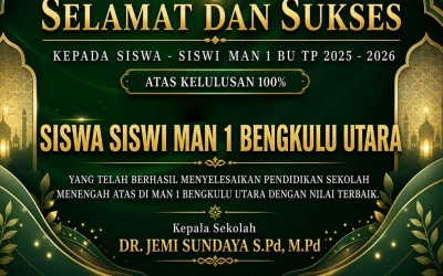 Siswa Kelas XII MAN 1 Bengkulu Utara Dinyatakan Lulus 100%