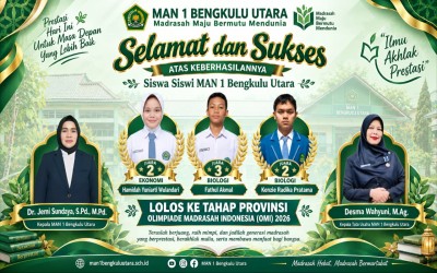 Tiga Siswa MAN 1 Bengkulu Utara Melaju ke OMI Tingkat Provinsi